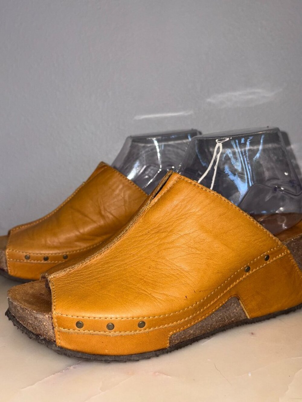 Sergio Tomani Chunky Leather Open Toe Mules